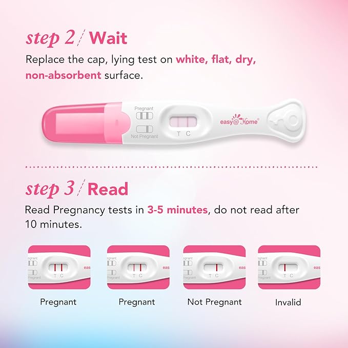 Easy@Home Pregnancy Test Sticks: 5 Count - Reliable and Early Detection Pregnancy Sticks - Precise Results in Minutes - Easy to Use at Home Urine Pregnancy Tests with Curved Handle
