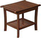 Teak Shower Bench with Shelf & Handle, 20 Inch Shower Stool for Standard Tubs & Showers, Non-Slip Waterproof Seat, Spa & Bathroom Storage Stool