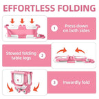 Collapsible Baby Bathtub for Newborns to Toddler with Real-time Temp Monitor & Floating Cushion,Portable Travel Tub for 0-36 Month, Foldable Baby Bath Tub for Infants Girl (Pink)