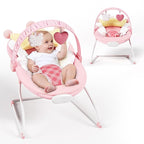 Baby Bouncer, Portable Baby Bouncer with Music, Soothing Vibrations Infant Bouncer Seat for 0-6 Months 6-20 lbs(Pink)