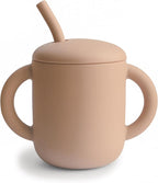 mushie 100% Silicone Training Cup & Straw for Toddlers | 6 Months+ (Natural)