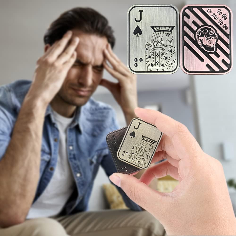 Magnetic Metal Fidget Toys - Metal Poker Push Card Fidget Slider Stress Relief Toy, Men’s EDC Toy Fidget Toy Haptic Coin, Office Desk Toys Gifts for Boyfriend and Father (JJ)