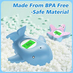 Baby Bath Thermometer, Infant Digital Water Thermometer Safety with 3 Color Backlit and Temperature Warning, Room Thermometers Floating Toy for Infant, Toddler, Bathtub, Swimming Pool (Light Blue)