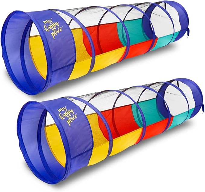 Kiddey Play Tunnel for Kids - Pop Up Tunnel Toys for Toddlers, Kids Multicolored Tunnel for Indoor/Outdoor Fun, Crawl & Play, Obstacle Course Great Gifts for Toddlers - Balls Not Included (2 Pk)