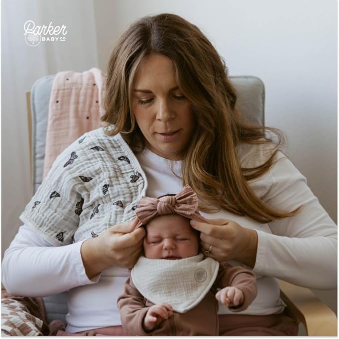 Parker Baby Cable Knit Nylon Headbands 5 Pack | Soft, Stretchy & Comfortable Bows for Girls | Adjustable, Soft to Touch & Knotted Headbands for Baby Girls | Baby Headwraps for Girls | Multiple Colors