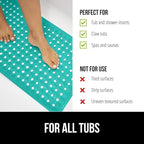 GORILLA GRIP Patented Bath Tub Shower Mat, Machine Washable Bathtub Floor Liner Mats, Suction Cups and Drain Holes to Keep Tubs Clean, Soft on Feet, Bathroom Essentials, 35x16 Inch, Turquoise Opaque