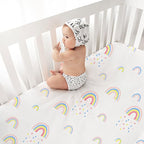 Plushii Crib Sheets for Baby Girls 4 Pack, 28"x 52" Extra Soft Microfiber Crib Sheet Set for Standard Crib & Toddler Mattress Pad, Rainbow & Elephant & Stars & Pink