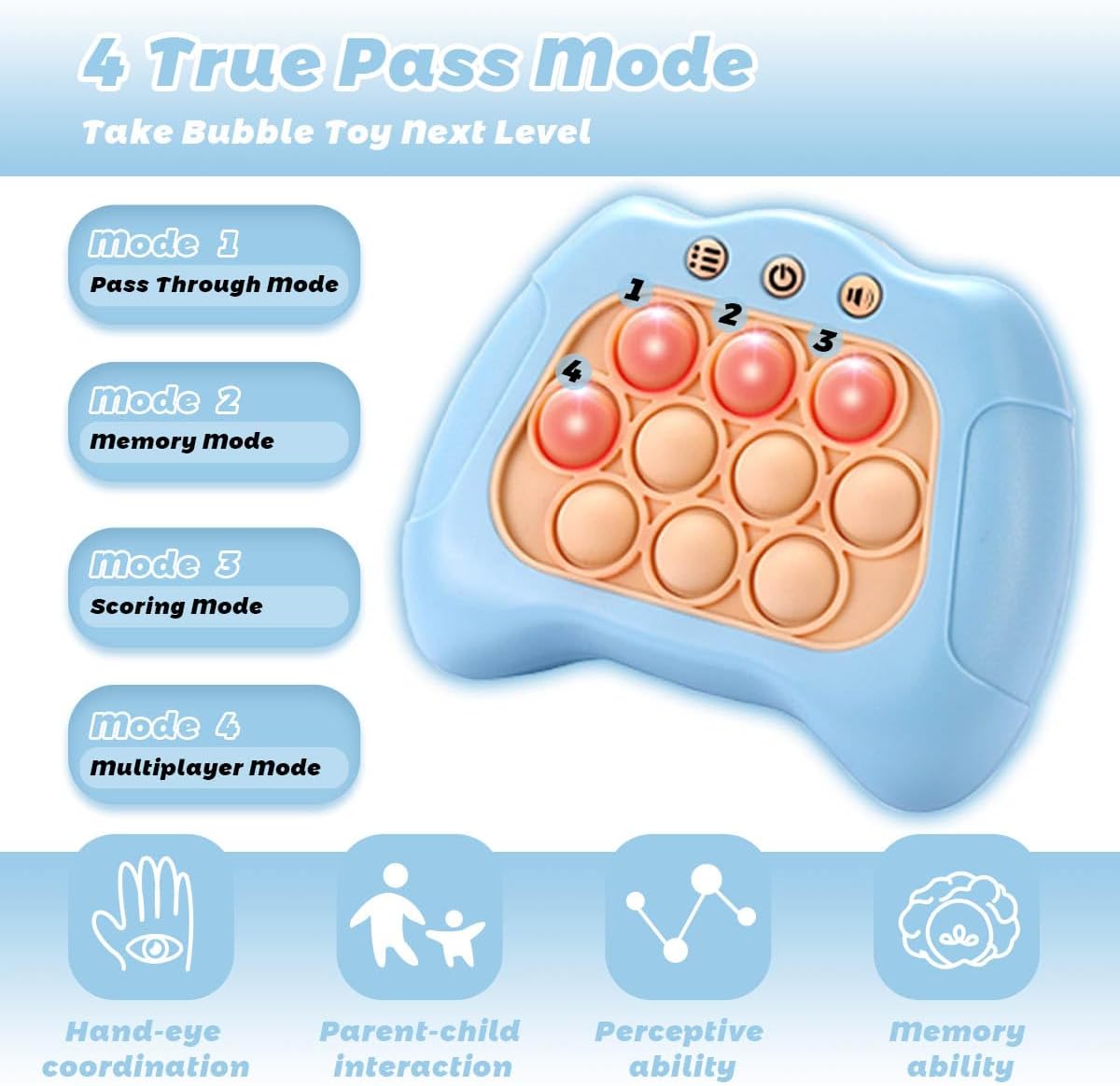 Children Quickly Push Toy Games, Adults Quickly Push Handheld Game Toys, Bubble Pressure pop-up Light Games, Birthday, Boys and Girls Autism Relief, Multiplayer PK