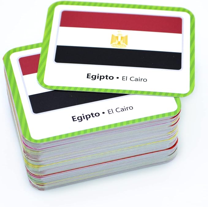 Menique, Juego de Memoria de Banderas del Mundo en español, para niños y adultos. Flags of The World, Memory Matching Game in Spanish, for Kids and Adults, 100 Tiles 50 Pairs.