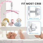 Feisike Crib Mobile for Girls - Baby Mobile for Crib with 35 Lullabies, 3 Modes Digital Musical Box（Turn Only, Music Only, Turn & Music, Pink, Nursery Toys, Nursery Decor, Knob Type