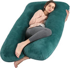 Amagoing 55 inches Pregnancy Pillows for Sleeping, U Shaped Maternity Full Body Pillow for Pregnant Women with Hip, Leg, Back, Belly Support, Removable Washable Velvet Cover (Teal Green)