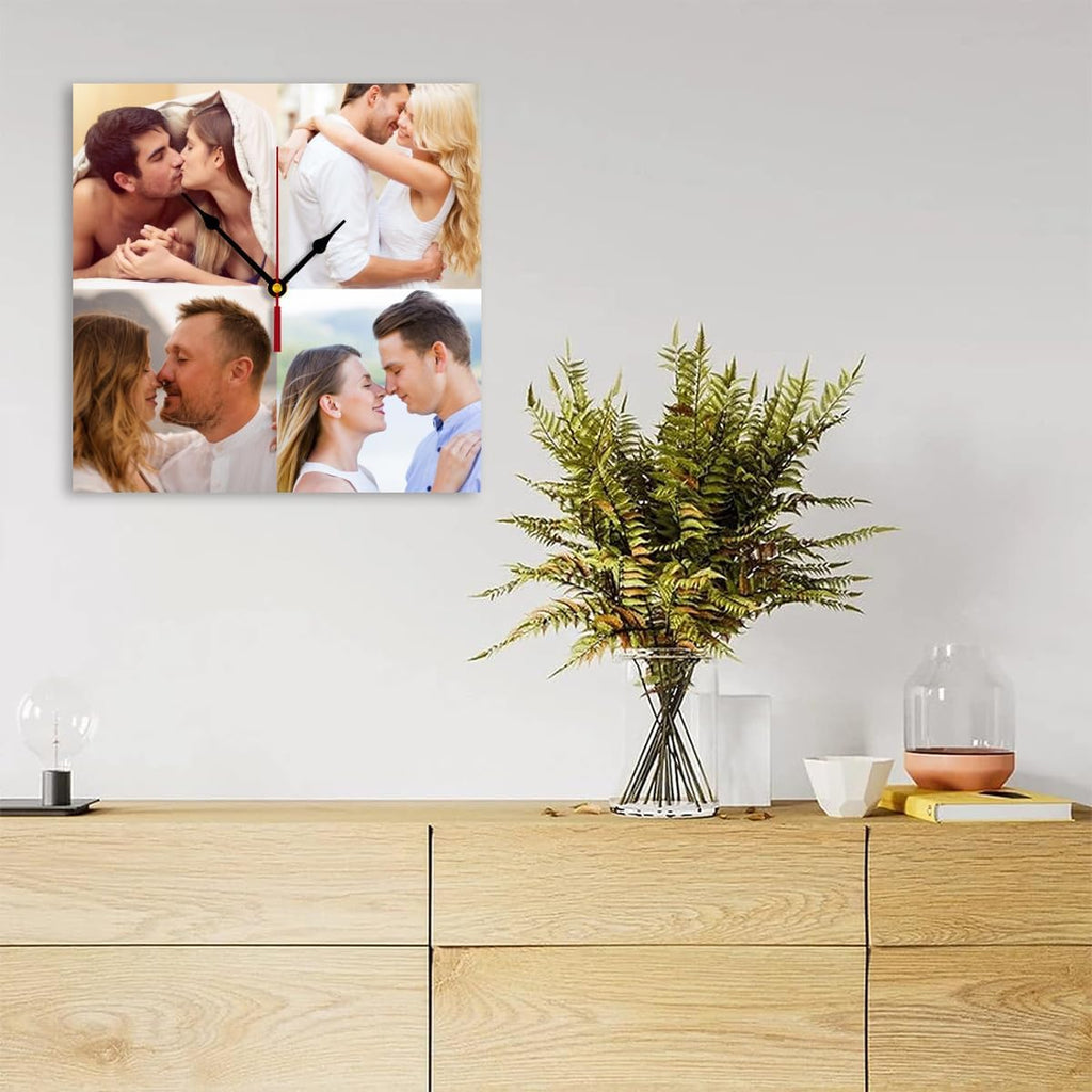 Generic Custom Wall Clock Personalized Wall Photo Customized Round Clock for Birthday Wedding Present Family Friends Gifts, 10inch-25cm