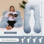 Chilling Home Pregnancy Pillows - U Shaped Maternity Pillow for Pregnant Women with Velvet Removable Cover - 55 inch Pregnancy Pillows for Sleeping - Body Pillows for Adults Full Support - Grey