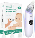 GROWNSY Nasal Aspirator for Baby | Baby Nose Sucker | Electric Nose Suction for Toddler, Ergonomic Booger Sucker with 3 Silicone Tips, Music & Light Soothing Function(Purple)
