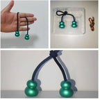Begleri Fidget Beads, Aluminum Alloy- Practicing EDC Knuckle Finger Skill, Stress Relief Toy for Adult Relieve Anxiety Worry/with Replaceable Rope (Green)