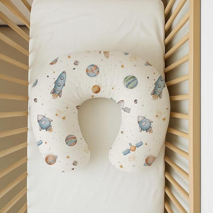 Nursing Pillow Covers 2 Pack, Breastfeeding Pillow Slipcovers Soft and Stretchy, Nursing Covers for Baby Girls Boys Newborn (Stellar Adventure)