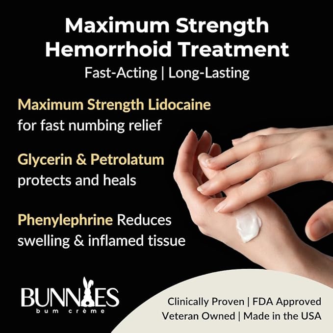 5% Lidocaine Rapid Hemorrhoid Soothing Cream, 2 oz, Maximum Strength for Fast Acting for Pain, Burning, Itching, Swelling & Discomfort.