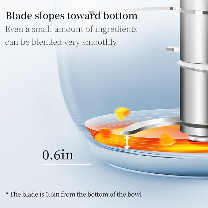 Baby Food Maker Mini Cute and Small Food Processor Puree Blender Grinder Chopper with 2 Glass Bowls(0.6L+0.3L) 8 Blades Electric (Without Battery) -2 Bowls