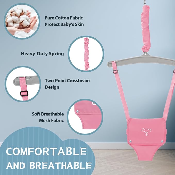 G TALECO Gear Baby Jumper with Stand,Baby Bouncer,Easy Set-Up,Baby Exerciser for Active Babies,Suitable for Indoor and Outdoor, Pink (Water Mat Include)