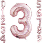 GOER 2 Pcs 42 Inch Rose Gold Foil Balloons Number 3,Huge Number Balloons for 3rd 33rd Birthday Party Supplies Anniversary Decorations