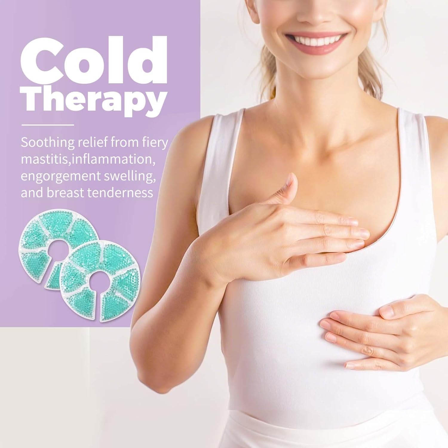 Breast Therapy Ice Packs, Hot and Cold Breast Pads, Breastfeeding Essentials Large Gel Bead Packs for Moms, 2 Pack (Teal, M)