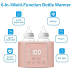 Baby Bottle Warmer 9-in-1 Multifuntion Breast Milk Warmer, Fast Baby Food Heater & Defrost Warmer with Timer for Twins, LCD Display Accurate Temperature Adjustment, 24H Constant Mode (Rose)