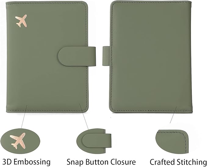 Melsbrinna Rfid Passport Holder for Travel women/Men, Cute Passport Wallet Rfid Blocking Card Slots, Rfid Passport Cover/CaseTravel Wallet, Passport Book Holder (1, Green)