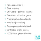 Bumkins Baby Utensils Set, Chewtensils Silicone Spoons for Dipping, Self-Feeding, Baby Led Weaning, Trainer Learning, First Stage Eating, Soft Practice Fork and Spoon, Babies 6 Months, Lavender