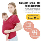 Acrabros Baby Wrap Carrier,Hands Free Baby Carrier Sling,Lightweight,Breathable,Softness,Perfect for Newborn Infants and Babies Shower Gift,Royal Red