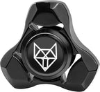 FREELOVE Metal Fidget Spinner, Stainless Steel Heavy, Long Spinning Toys, Cool Silent, Small Mini Fox Figette Spiner for Adults Men Anxiety, Quiet Bearing, Black