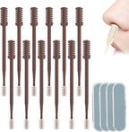 Nasal Hair Cutter, 2025 Upgraded 2 in 1 Nasal Hair Trimmer for Women Men, Manual 360° Rotating Nose Hair Remover Tool with Ear Digger Travel Essentials (Coffee, 12 Pcs)