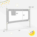 HONEY JOY Bed Rail for Toddlers, 57-in Extra Long, Portable Safety Bed Guardrail w/Side Pocket, Baby Bed Rail Guard, Fit King & Queen Full Twin Size Bed Mattress (57 INCH, Gray)