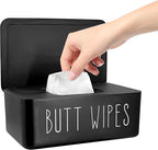 Baby Wipes Dispenser 7.48" L x 4.52" W x 2.75" H (19x11.5x7cm) - Flushable Wipes Container for Bathroom, Diaper Wipe Holder, Black