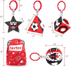 teytoy High Contrast Baby Stroller Toy, Black and White Infant Pattern Toys with Rattle, Easy Clip Hanging Toys, Stroller Crib Carseat Toy, Newborn Baby Toys for 0 3 6 9 12 Month