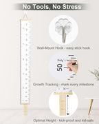 6.5FT Growth Chart for Kids with Wooden Keepsake Box - Children Height Measurement Kit Includes Marker Pen & Wall Hook, Height Tracker Ruler Baby Essentials, Nursery Room Decor Gift for Baby to Teen