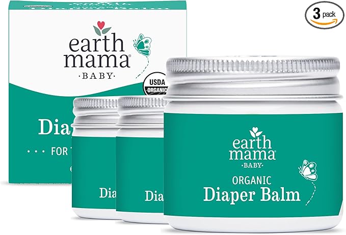 Earth Mama Organic Diaper Balm 2-Ounce | Diaper Cream for Baby | EWG Verified, Petroleum & Artificial Fragrance-Free with Calendula for Sensitive Skin (3-Pack)