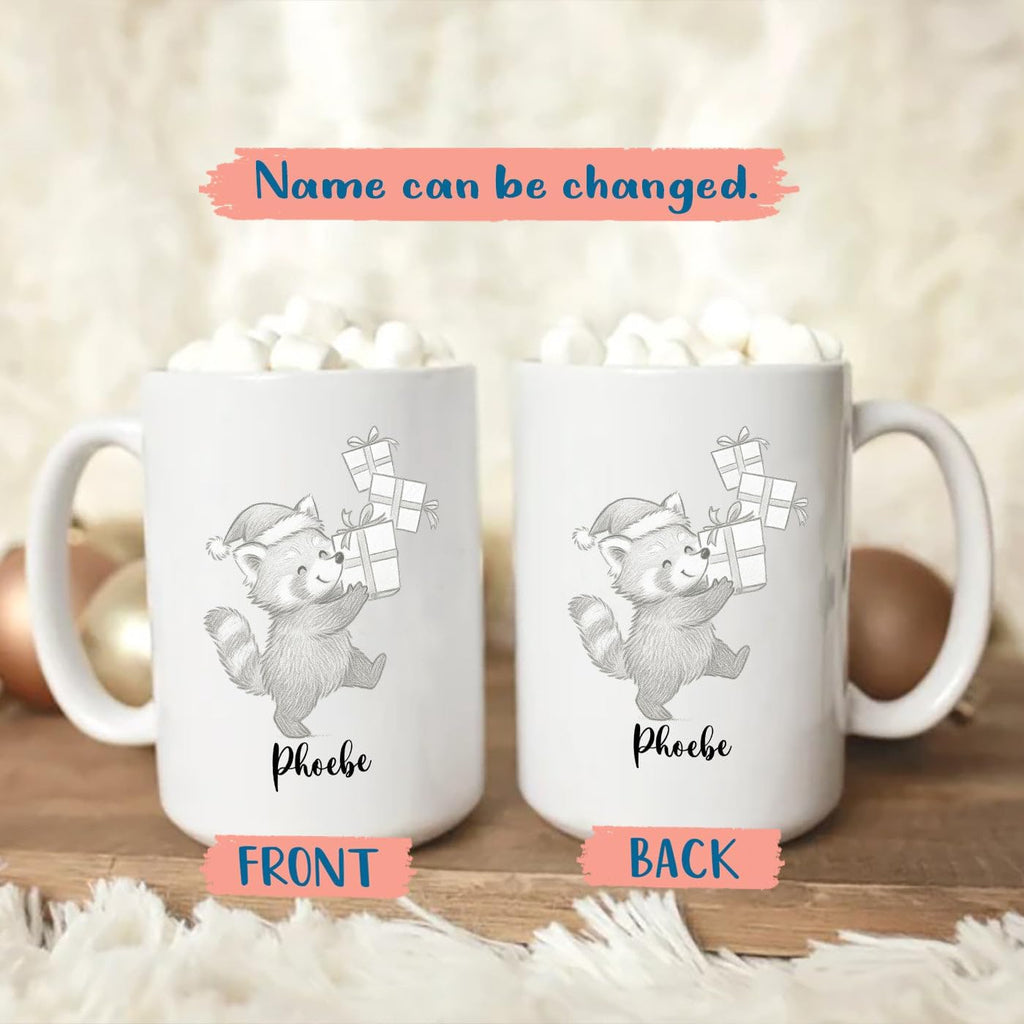 Personalized Name Red Panda Lover Accent Coffee Mug, Awesome Red Panda Ceramic Coffee Cup Gift, Customized Animal Travel Mug Gift For Dad Mom Kids Birthday Thanksgiving, Cute Animal White Cup 11 15Oz