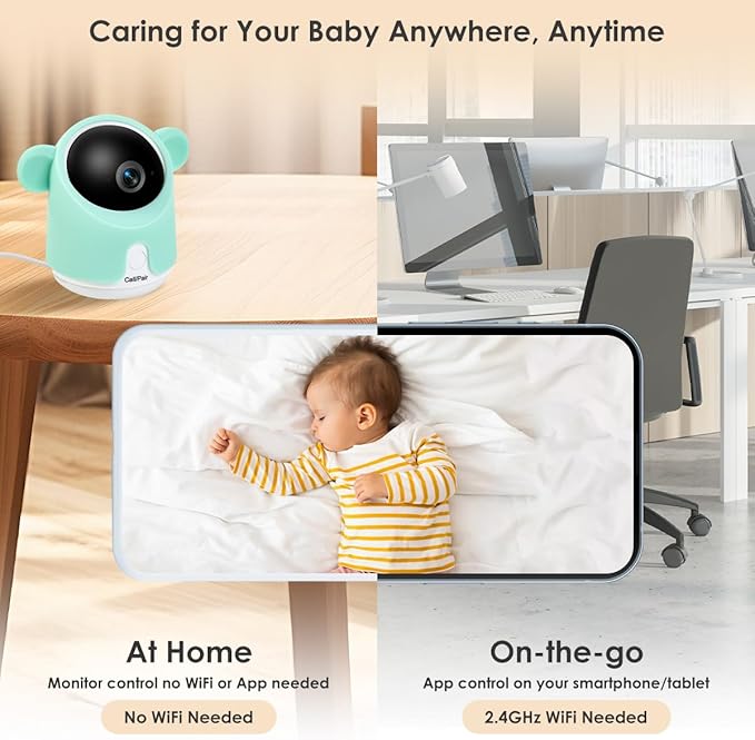 Baby Monitor with Camera and Audio, Split-Screen 1080P 2 Baby Cameras Lullabies WiFi Smartphone App Control Night Vision 4.3” Screen 2-Way Talk Temp&Humidity Sensor Motion & Cry Detection iOS/Android