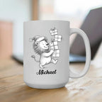 Personalized Lion Lover Coffee Cup 11 Oz 15 Oz, Lion Wild Animal Ceramic Coffee Mug Gift For Kids Child on Birthday Holiday, Custom Name Lions White Accent Teacup, Animal Travel Mug Gift For Friends