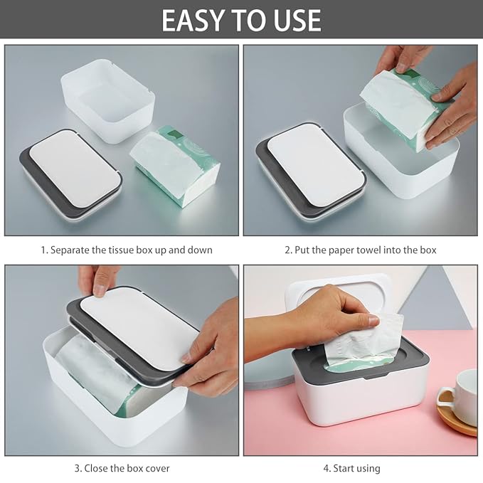 1Pack Wipes Box Dispenser Baby Wipe Container Wipe Dispenser for Bathroom Sealing Design Keeps Fresh Easy Open Dustproof Wet Tissue for Home