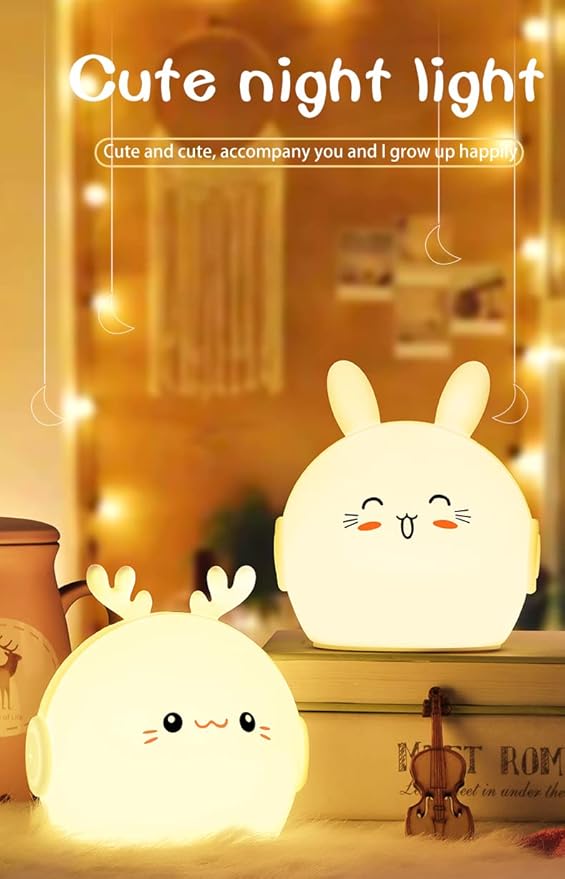 Night Light Kids, Cute Soft Glow Protect Eyes Night Light Bunny Lamp with 30mins Timer Rechargeable Nightlight for Kids Children Women Girls Toddler Bedroom Bedside Livingroom