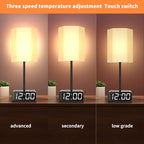 Table Lamp Alarm Clock with USB Ports and AC Outlet, Beside Lamp with Charging Station Speakers and Radio, Power Outlet with Touch Control 3-Way Dimmable Nightstand Lamp for Kids Study Room, Bedroom