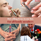 ROYAL [Made in Korea] NO Battery,3 Pcs Nose Hair Trimmer Set,Value Pack(Nose Hair Trimmer with 2 Nail Clippers) The Best Gift for Family, (Black&Brass)