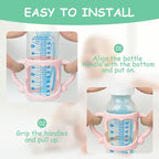 Silicone Baby Bottle Handles, 2PCS Bottle Handles for Dr Brown Narrow Bottles, Easy Grip Handles to Hold Baby Bottle, Easy Carry Handle Lightweight Bottle Handle(Pink/Orange)