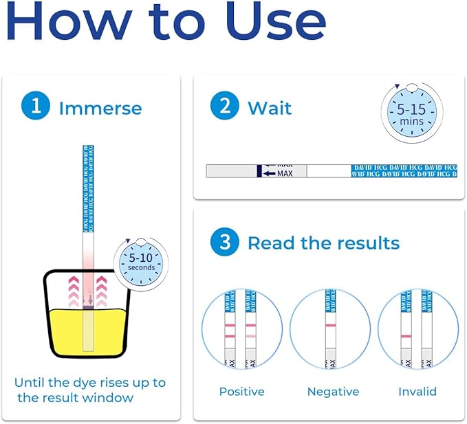 DAVID Pregnancy Test Strips Early Detection HCG Test Strips for Women, Rapid Early Results Over 99% Accurate up to 6 Days Before Missed Period (10 Count)