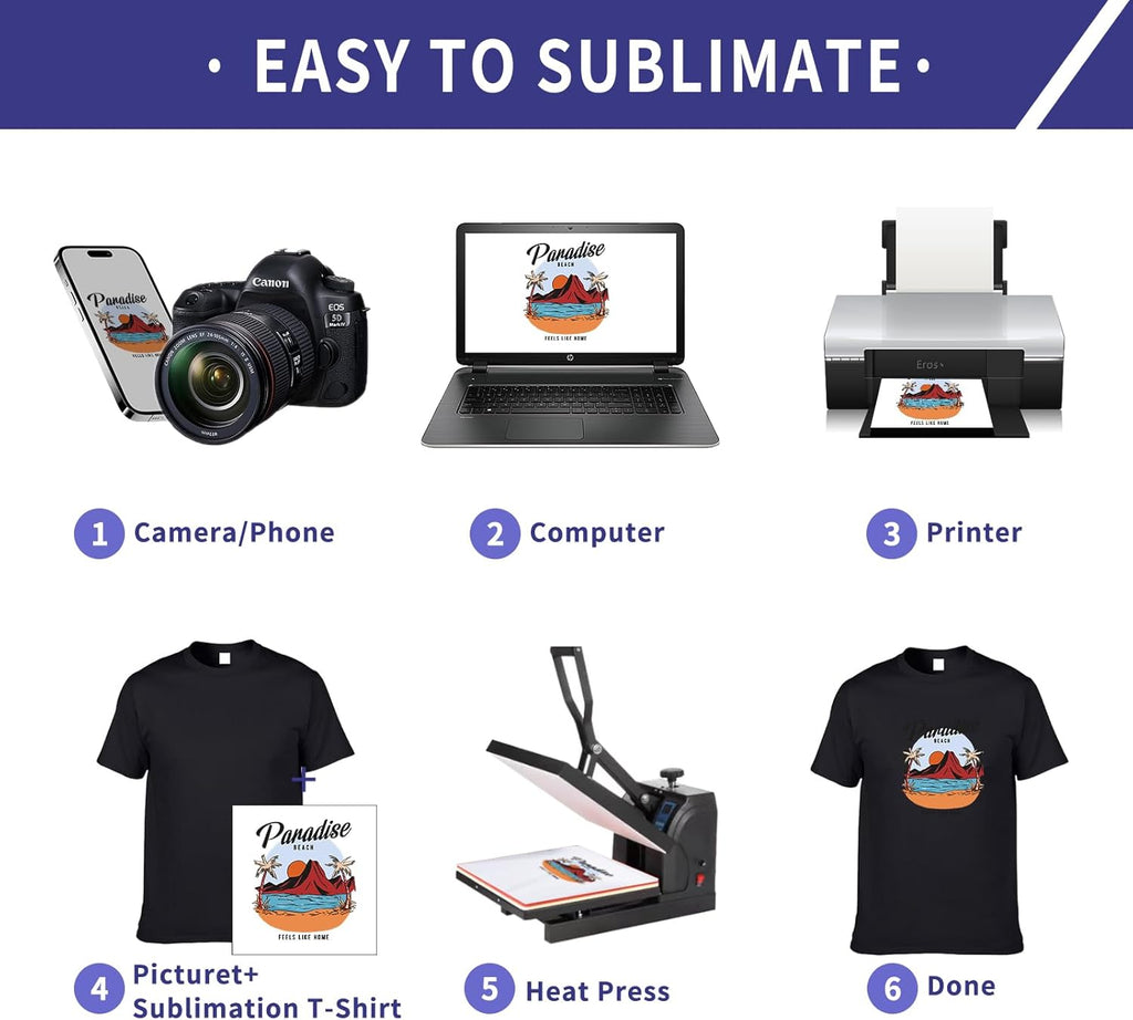 Polyester Adult T-Shirts for Sublimation, 6 Pack, White, Crew Neck, Short Sleeve