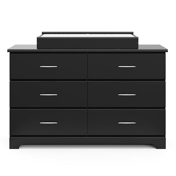 Storkcraft Brookside 6-Drawer Dresser (Black) – GREENGUARD Gold Certified, Black Dresser for Bedroom, Kids & Nursery Storage Chest, Safety Interlocking Drawers, Pre-Installed Tracks, Kids Chest