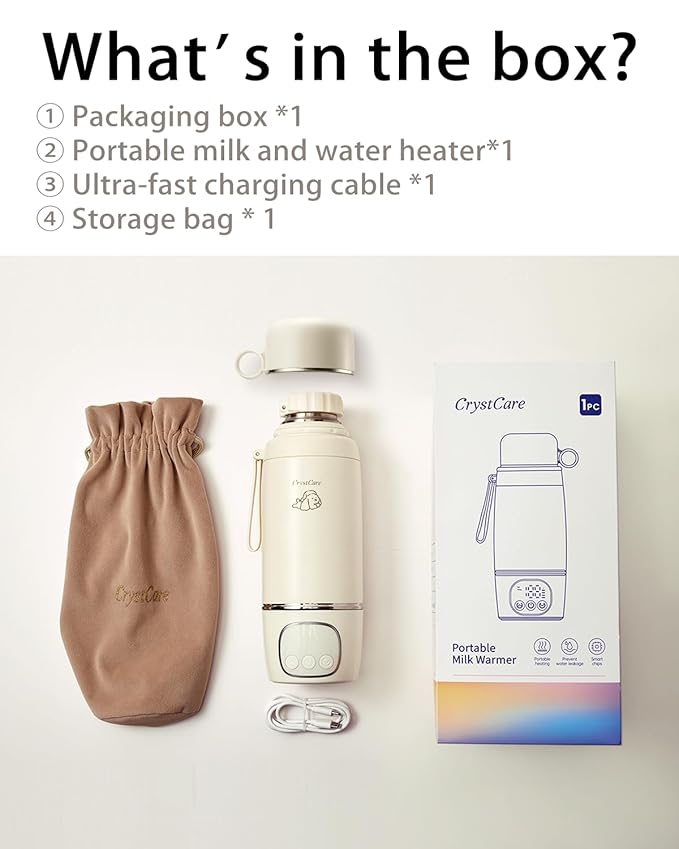 Portable Milk Warmer for Travel,Dual Heating Modes for Breast Milk & Water, Portable Bottle Warmer with Fast Heating,16000mAh Long Battery Life for Baby on The Go,17 Oz for Travel
