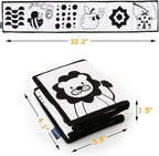 My First Black and White High Contrast Soft Book , Infant Tummy Time Toys, Black and White Baby Cards, Folding Educational Activity Cloth Book Suitable for Boys Girls Toddler