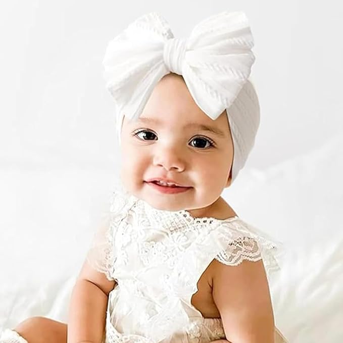 Baby Bows Headbands Nylon Hairbands Baby Girl Bows Hair Accessories for Infant Toddler Essentials(Black White Beige, mid)